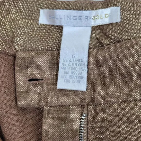 Ballinger Gold Vintage Metallic linen blend bermuda women's shorts 6 fancy 80's - Picture 7 of 9